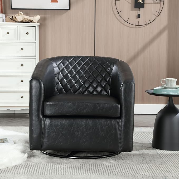 Swivel Rocker Accent ChairModern 360 Degree Swivel Barrel ChairsRound Sherpa Cozy Sofa ChairsGlide Back and Forth Armchair for Living RoomBedroomOfficeBlack