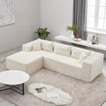 107 Combination Sofa Couches Does Not Require Assembling L-shaped ReclinerModular Sofa Set Of 2Fits Living Room Bedroom Office Corduroy FabricEquipped with headrest (left facing chaise White）