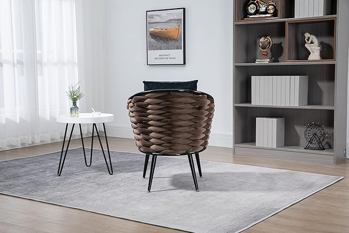 Velvet Accent Chair Modern Upholstered Armchair Tufted Chair with Metal Frame Single Leisure Chairs for Living Room Bedroom Office Balcony