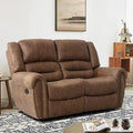 EBELLO Faux Leather Manual Loveseat Recliner 2 Seat Reclining Sofa Chair with Soft Padded Seat Backrest Couch Sofa Set for Living Room Bedroom Furniture Meeting Room Brown (Loveseat)