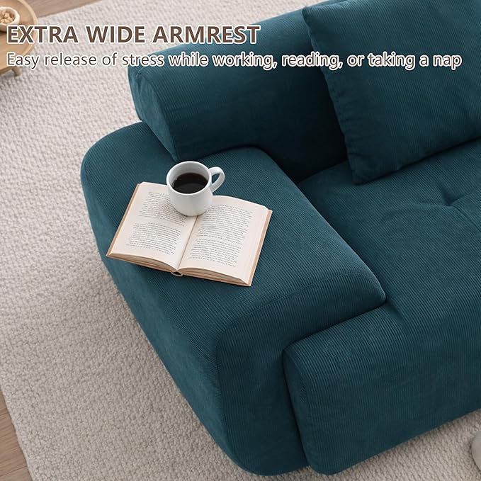 L-Shaped Boneless Modular Sectional Sofa Boneless Sectional Couch Oversized 3-Seater Cloud Couch with Deep Seat and Movable Ottoman for Living Room Apartment (Black 3 Seater with 1 Ottoman)