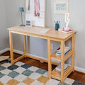 Max &amp Lily Solid Wood Desk With Shelves 47 Inches Natural
