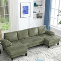 114 Cloud Couch Modular Sectional Sofa Convertible U-Shaped Couch with Double Chaise Lounge Corduroy Upholstery Sofa Double Cushions Deep Seat Sleeper Sofas Couches for Living Room Green