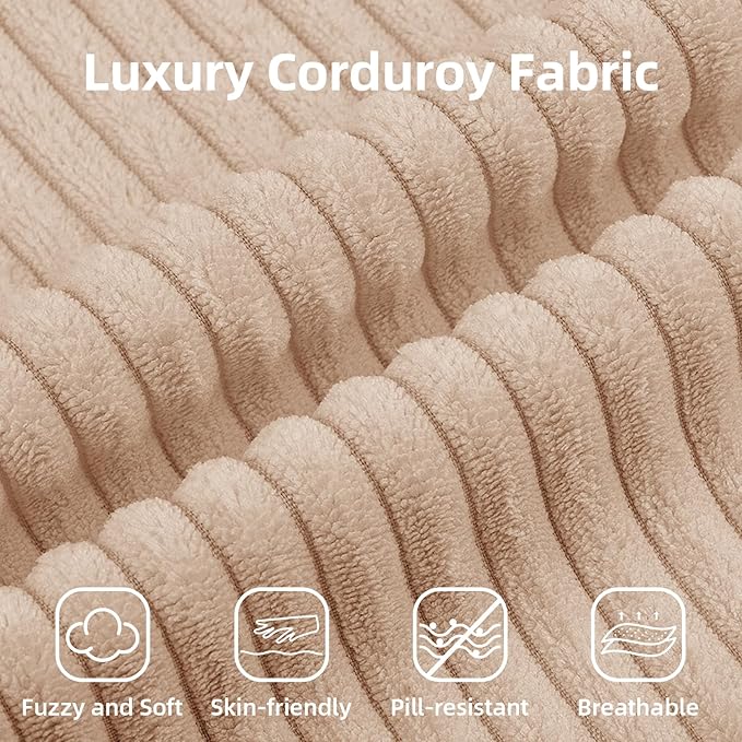 110 Modular Sectional Sofa Cloud Sectional Couch with L-Shape Chaise Modern Modular Couches with Deep Seat Corduroy Sponge Compressed Sofa for Living Room No Assembly Required (Beige)