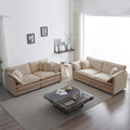 GNIXUU Upholstered Living Room Furniture Sets Inclued 2 Pieces loveseat Sofa Modern Chenille Deep Seat Couch Set for Living Room and Bedroom(2+2 seat Camel)
