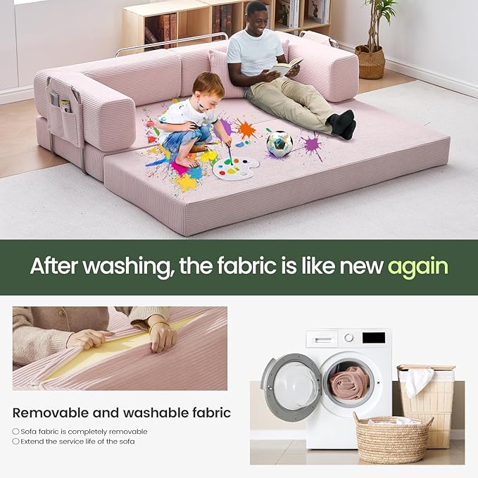 Multi-functionalcorduroy Sofa Bed Crafted from Corduroy Fabric is Ideal for Apartments and Living Rooms. Sleeper Sofa Couch Folding futon or Foldable Floor Convertible Floor Studio | Multi-functiona