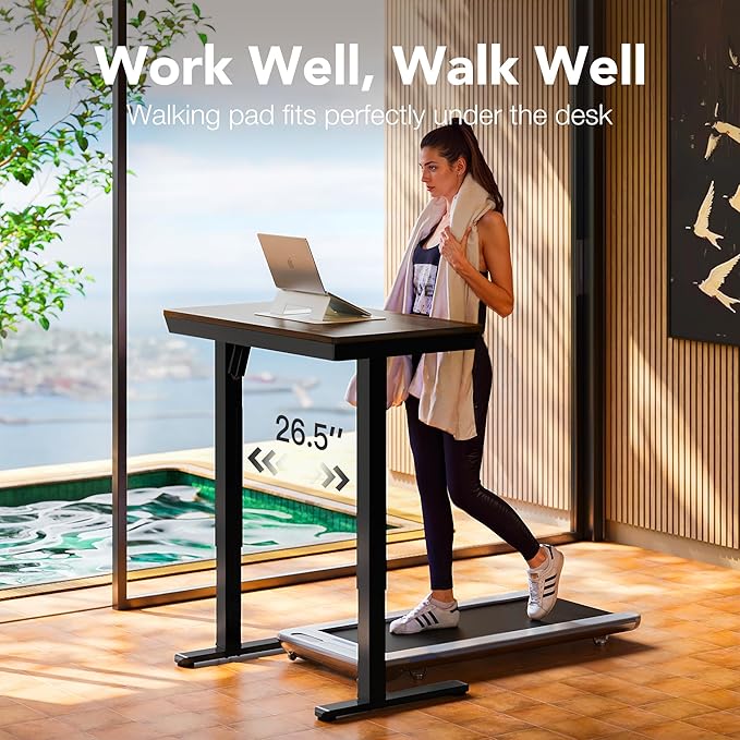 HUANUO Electric Standing Desk with Drawers 35 x 20 Inch Electric Adjustable Height Desk Quick Install One-Piece Tabletop with USB Charging Ports Sit to Stand Up Desk for Home Office Black Walnut