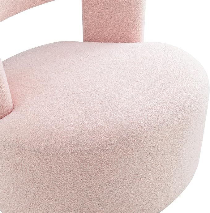 Swivel Barrel Chair with Soft Teddy Fabric Comfy Round Accent Chair for Living Room.Upholstered Performance Fabric for Living Room Bedroom Reading Waitingroom1 PCTeddy Light Pink