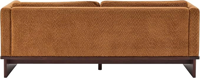 Christopher Knight Home Perla Chenille Upholstered 3 Seater Sofa Couch with Pillow Wooden Home Sofa Living Room Comfy Cloud Couch for Bedroom Apartment Home Office Brownish Orange