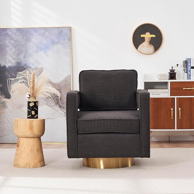 Swivel Barrel Chair for Living Room360 Degree Swivel Club Modern Accent Single Sofa Chair Small Leisure Arm Chair for Nursery Hotel Bedroom Office