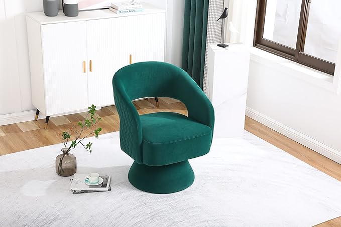Swivel Accent Chair Armchair Round Barrel Chair in Fabric for Living Room Bedroom Green