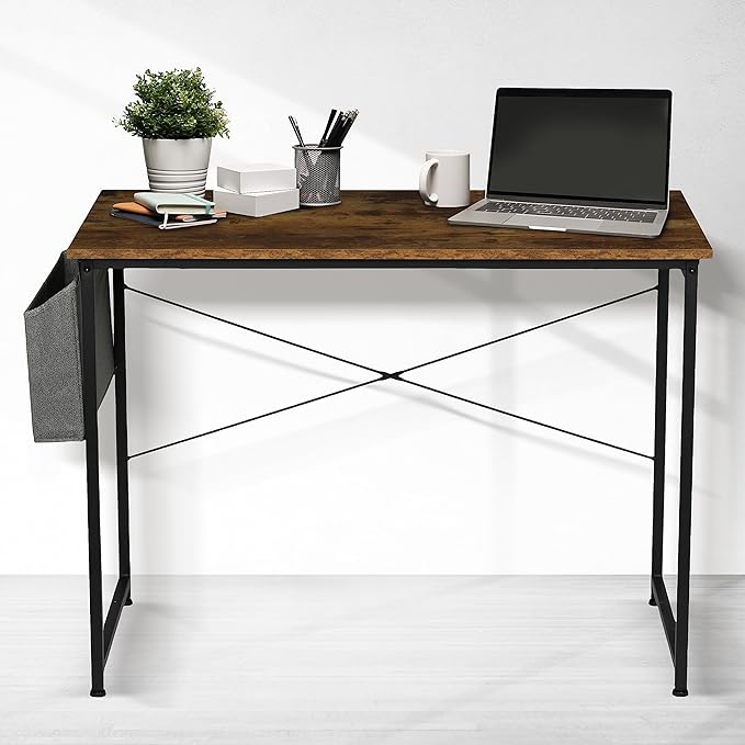 YSSOA Computer Desk Modern Simple Style Desk for Home Office Study Student Writing Desk Vintage Wooden Desk Brown 47 Inch