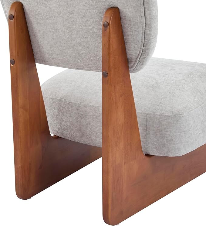 Set of Two Accent Chairs Chairs Living Room Set of 2 - Comfortable Accent Chair with Soft Upholstery Armless Chair with Wood Base for Small Spaces Living Room Bedroom (Grey+Walnut)
