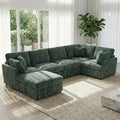 ERYE 122-Inch Modern Corner Modular Sectional Sofa Couches with Ottoman and 4 Toss Pillows Comfy Chenille Upholstered U-Shaped Sofa Convertible L-Shaped Symmetrical Couch