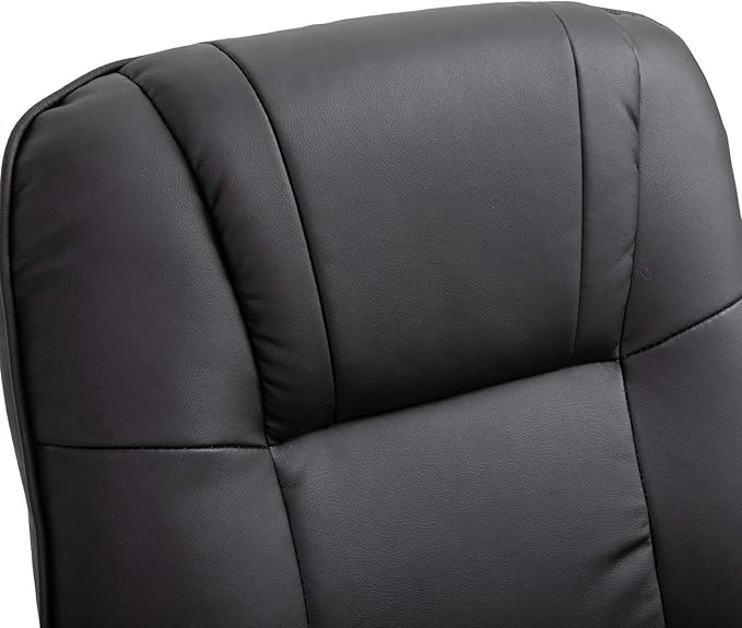 Faux Leather Manual Recliner Adjustable Swivel Lounge Chair with Footrest Armrest and Wrapped Wood Base for Living Room Black