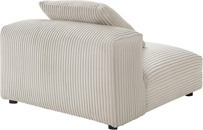 Modway Solace Modular Sofa Armless Chair in Almond - Oversized Corduroy Lounge Chair - Comfy Upholstered Single Sectional Sofa Chair - Modern Accent Lounge Chair for Living Room