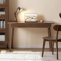100% Solid Wood Desk with Drawers Mid Century Modern Writing Desk Walnut Color Office Desk for Study Bedroom Living Room 41.33 W