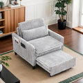 Modern Corduroy Fabric Sofa Bed Futon3 in 1 Convertible Pullout Bed Sleeper Couches with 3 Reclining BackrestsSmall Sofa Chair Bed for Living Room Bedroom (Light Grey)