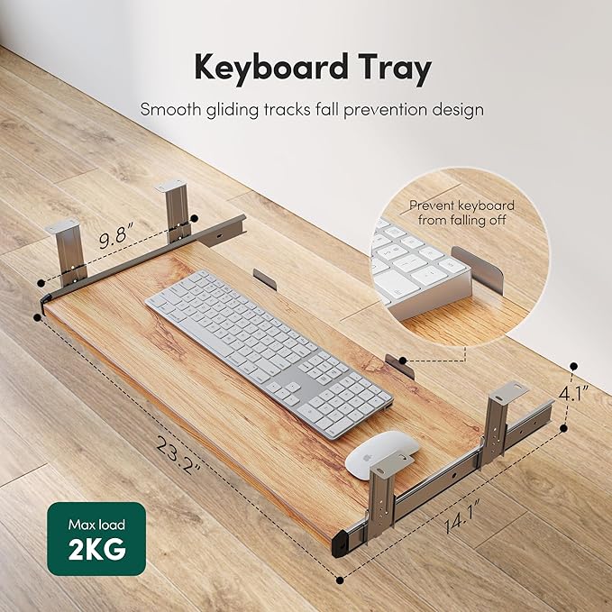 FEZIBO Standing Desk with Keyboard Tray 55 x 24 Inch Adjustable Height Sit Stand Desk with Memory Presets for Home Office Ergonomic Computer Workstation Light Rustic