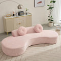 KEIKI 106 Curved Oversized Corduroy Modular Sofa with 2 Pillows and 2 Back Cushion Modern Minimalist Style Comfy 3-Seater Couch No Assembly Required for Apartment Living Room Bedroom Pink