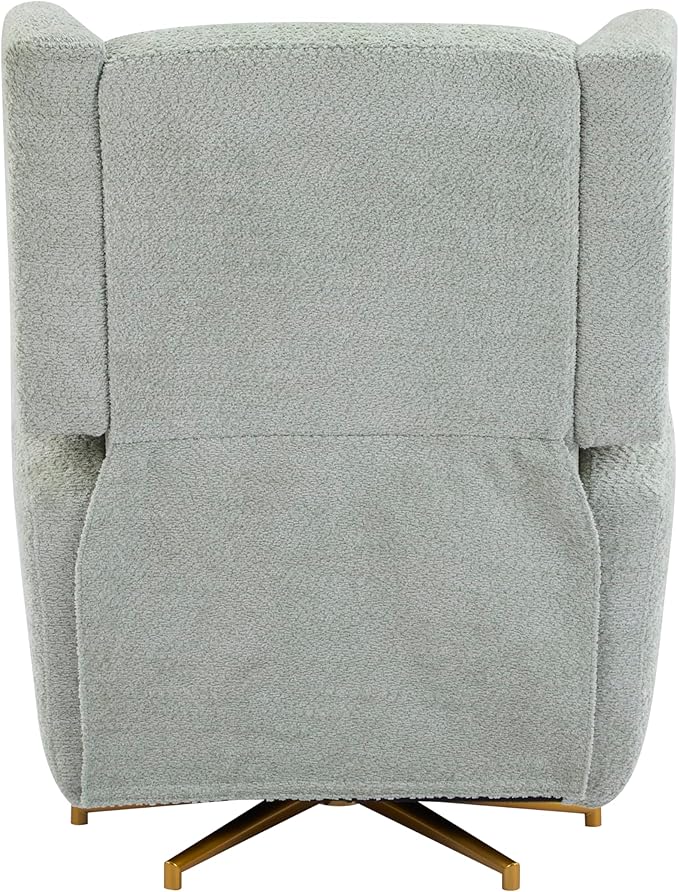 Christopher Knight Home Dolia Boucle Upholstered 360° Swivel Chair Push-Back Power Recliner Chair Iron Recliner Sofa with Rotation Living Room Lounge Sofa Adjustable Backrest Gold+Light Green