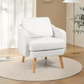 GOFLAME Sherpa Accent Chair Modern Single Sofa Armchair with Seat Cushion &amp Removable Pillow Upholstered Living Room Chair with Rubber Wood Legs Comfy Reading Chair for Bedroom Office White