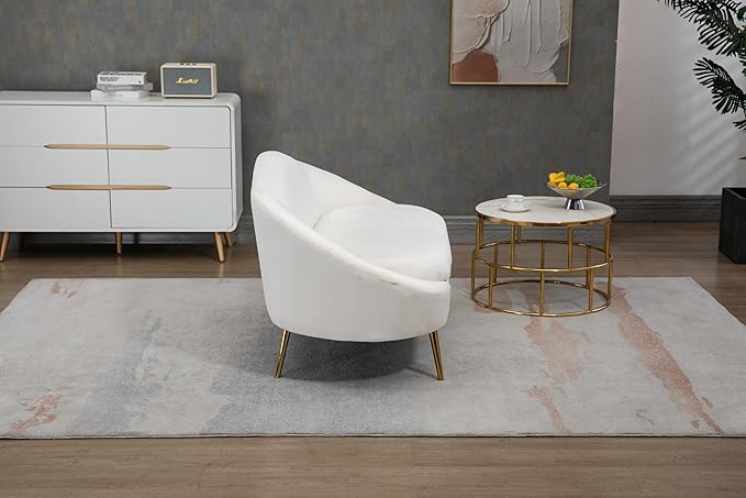 ZOBIDO Velvet Couch Modern Loveseat Sofa Twin Size Contemporary Sofas Upholstered Couch with Contemporary Velvet Upholstered Sofa Couch for Living Room and Bedroom(White)