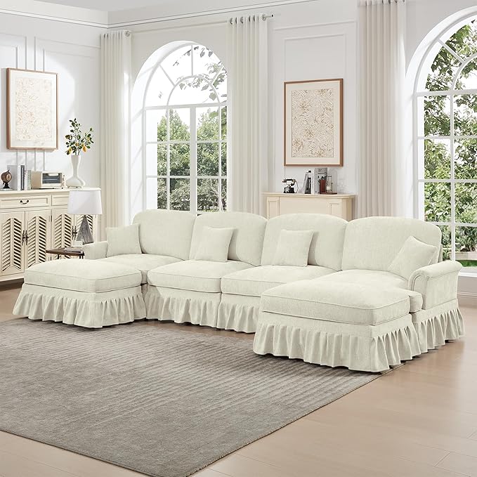 KEIKI 137 4Seat Modular Velvet Sofa Couch for Living Room Apartment Living Style Conscious Homeowners Soft Plush Comfortable Cozy Relaxing Lounge Modern Contemporary Design Beige White