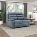 Lexicon 64 W Power Double Reclining Loveseat with USB Charging Port Wall Hugger Leather Match Reclining Love Seat for Living Room Apartment Easy Assembly Blue