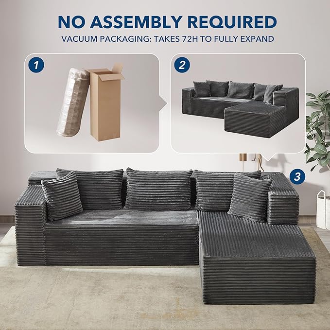 Garvee Modular Sectional Sofa Cloud Sectional Couch 106 Comfy L Shaped Couches for Living RoomOversized Sofa Sleeper with Deep Seat No Assembly Required