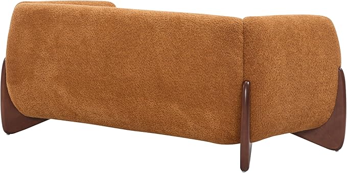 Christopher Knight Home Alma 63 Boucle Loveseat with Wood Legs 2 Seater Sofa Couches for Living Room Upholstered Couch Chair Soft Seating Lounge Sofa Chair Cozy Loveseat with Armrest Caramel