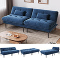 70 inch Convertible Futon Sofa Bed Velvet Sleeper Sofa with Adjustable Backrest Thick Fill and Convertible Modules 4 in 1 Loveseat Couch for Living Room Blue