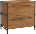 2 Drawer Small File Cabinet with Lock Under Desk Locking Drawers Storage CabinetModern Farmhouse Organizer for Home Office FilingBrown