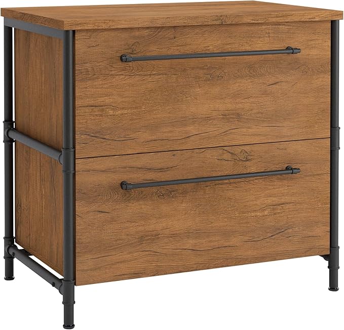 2 Drawer Lateral Small File Cabinet with Lock Under Desk Locking Drawers Storage Cabinet Organizer for HomeOffice Engineered Wood Filing CabinetsBrown