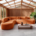 Curved Modular Sectional Sofa - 122 Extra Large 5-Seater with High Resilience Foam &amp Soft Chenille Upholstery 2-Piece Floor Couch with Round Cushions No Assembly Orange Living Room Furniture Se