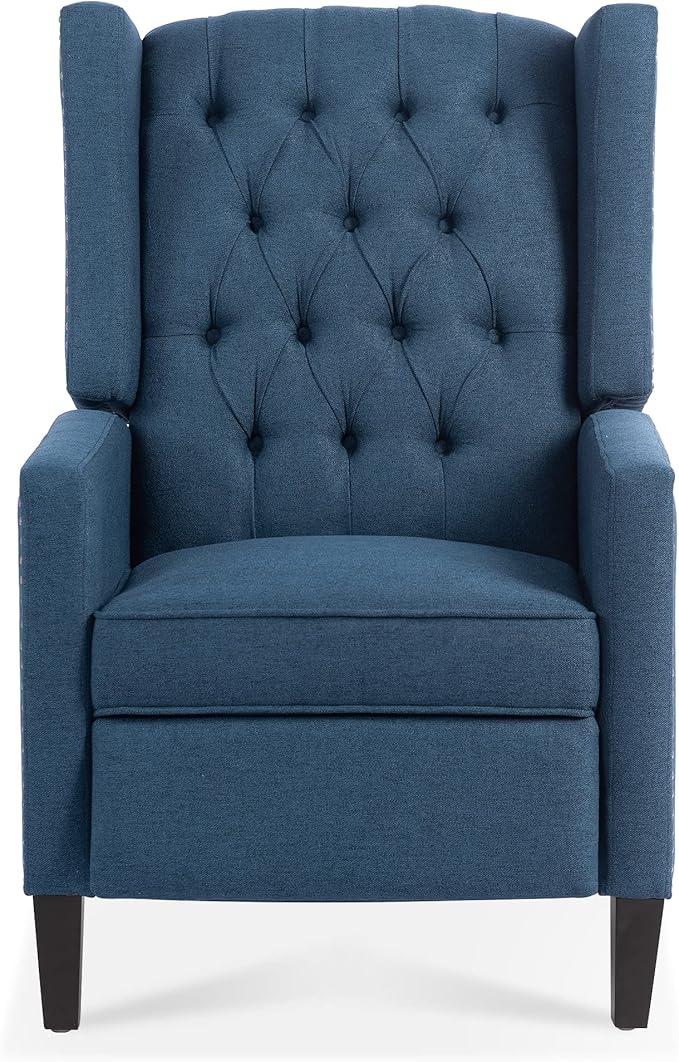 27 Wide Recliner Chair Manual Wingback Recliner Chair with Birch Legs Modern Accent Arm Chair Single Sofa for Home Living Room Office Bedroom (Blue)