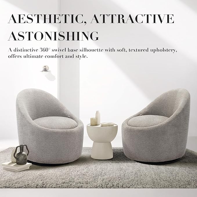 COLAMY Modern Swivel Accent Chair with Hidden Storage 360° Barrel Swivel Chair Small Swivel Armchair for Living Room/Bedroom LightGrey