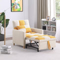 Sleeper Chair Bed Multi-functional Convertible Chair Sleeper Teddy Fabric Adjustable Single Pull Out Sofa Bed with Lumbar for StudioDorm Apartment BedroomOfficeLiving Room (Beige&ampYellow)