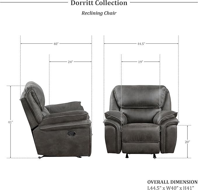 Lexicon Dorritt Mircofiber Manual Rocker Reclining Chair Gray