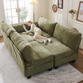 176'' Modular Sectional Sofa with All Seats StorageSleeper Sofa Bed with Throw PillowLoveseat Couches for Living RoomBedroomRemovable CoverChenilleGreen