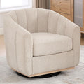Aoiy &amp Wifon 32.33 W Swivel Accent Barrel Chair Round Living Room Swivel Chair Boucle Wheat