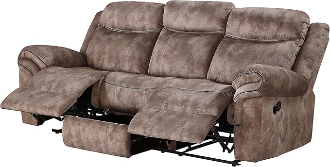 Acme Zubaida Velvet Motion Reclining Sofa with USB Dock in 2-Tone Chocolate