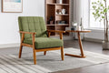 Leisure Chair with Solid Wood Armrest and Feet Mid Century Modern Accent Chair for Living Room Bedroom Studio Chair