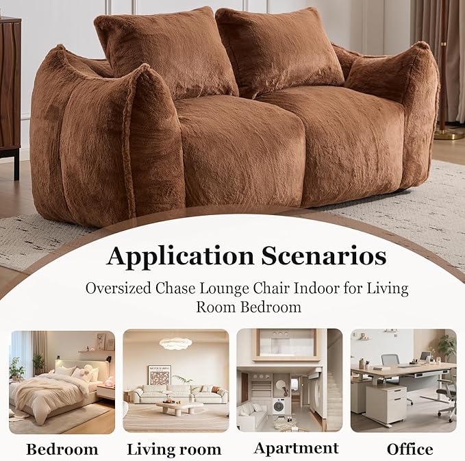 Compressed Sofa Couch in a Box 75” Beige Plush Floor Sofa Couch with Memory Foam for Bedroom Apartment Comfy Upholstered Foam Loveseat with Curved Armrest No Assembly (Brown)