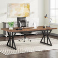 Tribesigns 70.8-Inch Executive Desk Large Computer Office Desk Workstation Modern Simple Style Laptop Desk Study Writing Table Business Furniture for Home Office (Brown/Black 70.8 Inch)