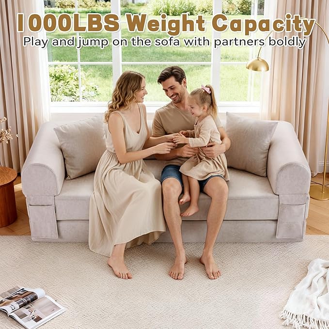 Convertible Sleeper Sofa Bed78.5 Inch Faux Leather Futon Couch with Pillows &amp Storage Pocket5-in-1 Folding Sofa Bed Queen with Pull Out BedsBoneless Couches for Living RoomCouch in a BoxBeige