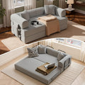 Convertible Coarser Corduroy Sleeper Sofa Bed with Cylindrical Pillow Folding Mattress Couch with Fixed-Shape Frame Floor Sofa Lounge Couch for Living Room Bedroom Lounge Studio Grey
