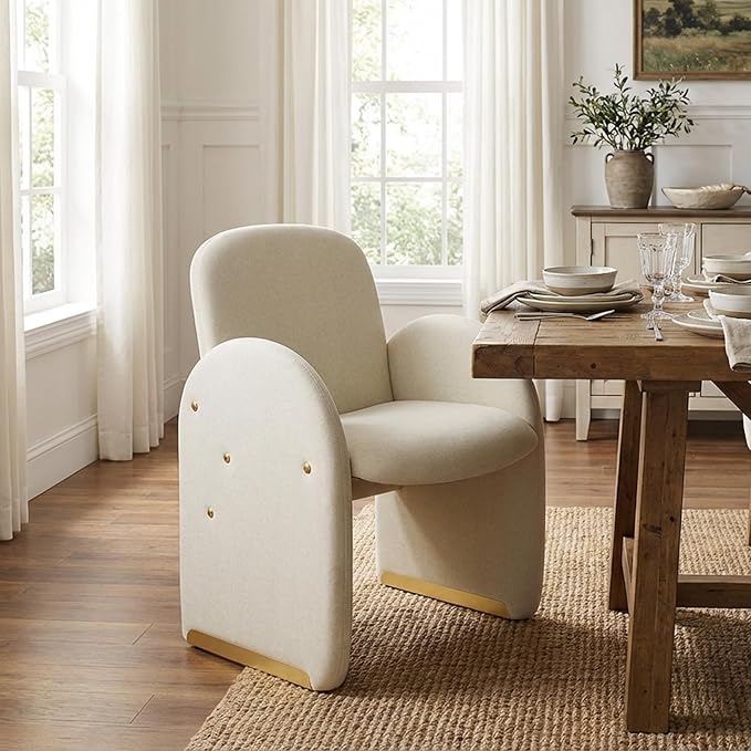 YOUTASTE Oversized Velvet Accent Chair for Living Room Mid-Century Modern Dining Room Arm Chair with Gold Metal Legs 300 LBS Capacity Comfy Upholstered Office Single Sofa Beige