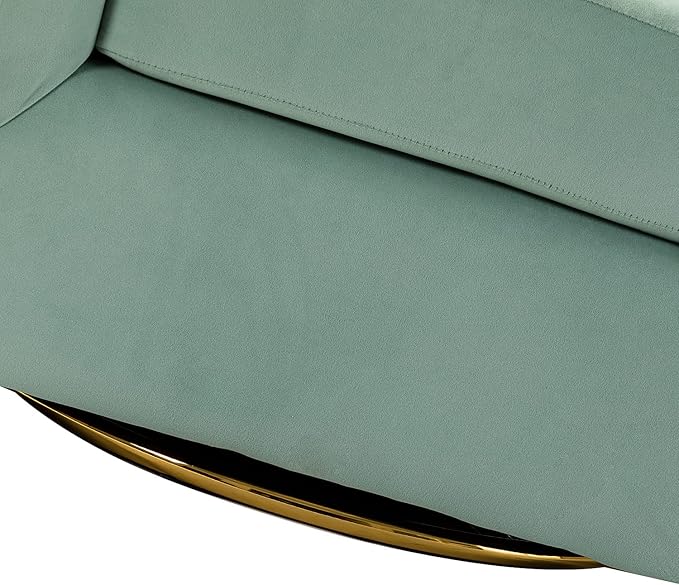 HULALA HOME Swivel Accent Chair with Gold Metal Base Set of 2 Contemporary Velvet Curved Swivel Barrel Chair Upholstered Club Armchair Leisure Single Sofa for Living Room Nursery Bedroom(SAGE)