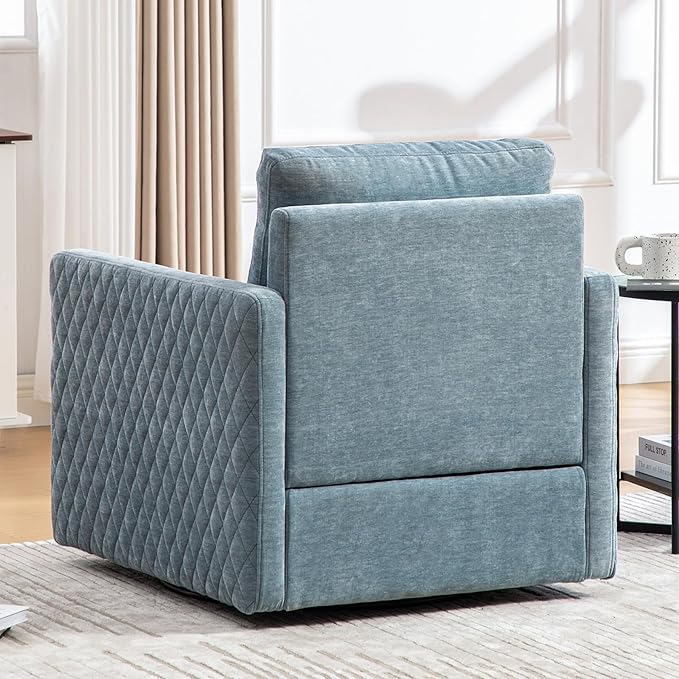 Swivel Accent Chair Set of 2 Modern Swivel Barrel Chair with Hidden Storage 360 Degree Comfy Square Accent Barrel Chair Upholstered Sofa Armchair for Living RoomBedroomChenille Blue